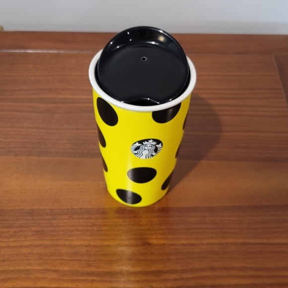 Starbucks 12oz Tumbler in Yellow w/ Black dots - Picture 8 of 8
